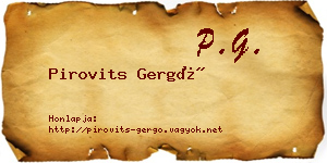 Pirovits Gergő névjegykártya